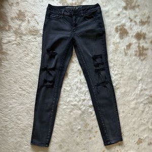 Super Super Stretch Black Jegging Distressed